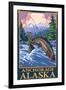 Fly Fishing Scene, Anchorage, Alaska-Lantern Press-Framed Art Print