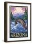 Fly Fishing Scene - Arizona-Lantern Press-Framed Art Print