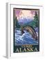 Fly Fishing Scene, Curry, Alaska-Lantern Press-Framed Art Print