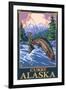 Fly Fishing Scene, Curry, Alaska-Lantern Press-Framed Art Print