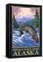 Fly Fishing Scene, Denali National Park, Alaska-Lantern Press-Framed Stretched Canvas