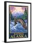 Fly Fishing Scene, Katmai, Alaska-Lantern Press-Framed Art Print