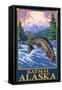 Fly Fishing Scene, Katmai, Alaska-Lantern Press-Framed Stretched Canvas