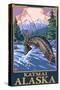 Fly Fishing Scene, Katmai, Alaska-Lantern Press-Stretched Canvas