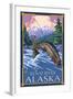 Fly Fishing Scene, Kenai River, Alaska-Lantern Press-Framed Art Print