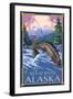 Fly Fishing Scene, Kenai River, Alaska-Lantern Press-Framed Art Print