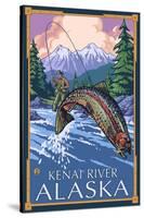 Fly Fishing Scene, Kenai River, Alaska-Lantern Press-Stretched Canvas