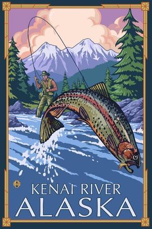 Idaho Metal Signs Posters Fly Fishing Scene Lantern Press Artwork Snake River Art Prints Multiple Sizes