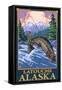 Fly Fishing Scene, Latouche, Alaska-Lantern Press-Framed Stretched Canvas