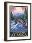 Fly Fishing Scene, Latouche, Alaska-Lantern Press-Framed Art Print