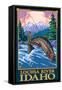 Fly Fishing Scene, Lochsa River, Idaho-Lantern Press-Framed Stretched Canvas