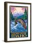 Fly Fishing Scene, Lochsa River, Idaho-Lantern Press-Framed Art Print