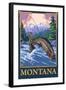 Fly Fishing Scene, Montana-Lantern Press-Framed Art Print