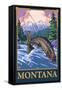 Fly Fishing Scene, Montana-Lantern Press-Framed Stretched Canvas