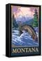 Fly Fishing Scene, Montana-Lantern Press-Framed Stretched Canvas