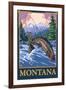 Fly Fishing Scene, Montana-Lantern Press-Framed Art Print