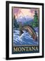 Fly Fishing Scene, Montana-Lantern Press-Framed Art Print