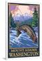 Fly Fishing Scene, Mount Adams, Washington-Lantern Press-Framed Art Print