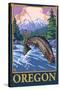 Fly Fishing Scene, Oregon-Lantern Press-Stretched Canvas