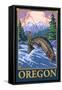 Fly Fishing Scene, Oregon-Lantern Press-Framed Stretched Canvas