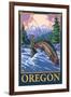 Fly Fishing Scene, Oregon-Lantern Press-Framed Art Print