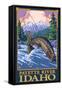 Fly Fishing Scene, Payette River, Idaho-Lantern Press-Framed Stretched Canvas