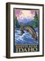 Fly Fishing Scene, Payette River, Idaho-Lantern Press-Framed Art Print