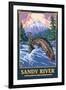 Fly Fishing Scene, Sandy River, Oregon-Lantern Press-Framed Art Print