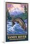 Fly Fishing Scene, Sandy River, Oregon-Lantern Press-Framed Art Print