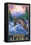 Fly Fishing Scene, Seward, Alaska-Lantern Press-Framed Stretched Canvas