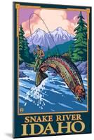 Fly Fishing Scene, Snake River, Idaho-Lantern Press-Mounted Art Print