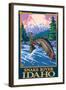 Fly Fishing Scene, Snake River, Idaho-Lantern Press-Framed Art Print