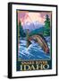 Fly Fishing Scene, Snake River, Idaho-Lantern Press-Framed Art Print