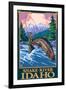 Fly Fishing Scene, Snake River, Idaho-Lantern Press-Framed Art Print