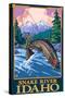 Fly Fishing Scene, Snake River, Idaho-Lantern Press-Stretched Canvas