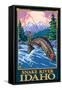 Fly Fishing Scene, Snake River, Idaho-Lantern Press-Framed Stretched Canvas