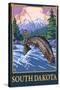 Fly Fishing Scene - South Dakota-Lantern Press-Stretched Canvas