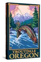 Fly Fishing Scene, Troutdale, Oregon-Lantern Press-Stretched Canvas