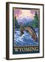 Fly Fishing Scene, Wyoming-Lantern Press-Framed Art Print