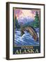 Fly Fishing Scene, Yukon, Alaska-Lantern Press-Framed Art Print