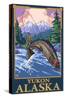 Fly Fishing Scene, Yukon, Alaska-Lantern Press-Stretched Canvas