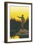 Fly Fishing Scene-Lantern Press-Framed Art Print