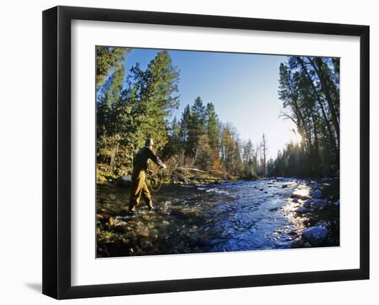 Fly-fishing the Jocko River, Montana, USA-Chuck Haney-Framed Premium Photographic Print