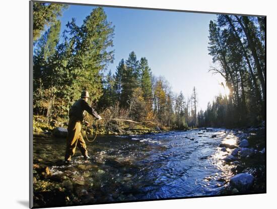 Fly-fishing the Jocko River, Montana, USA-Chuck Haney-Mounted Premium Photographic Print