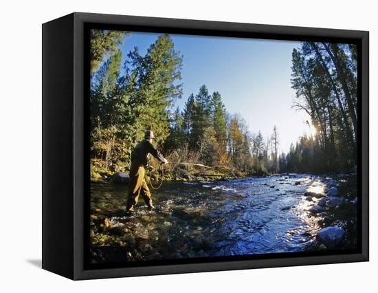 Fly-fishing the Jocko River, Montana, USA-Chuck Haney-Framed Stretched Canvas