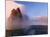 Fly Geyser with Snow Capped Granite Range in the Black Rock Desert Near Gerlach, Nevada, USA-Chuck Haney-Mounted Photographic Print