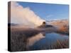 Fly Geyser with Snow Capped Granite Range in the Black Rock Desert Near Gerlach, Nevada, USA-Chuck Haney-Stretched Canvas