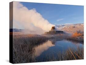 Fly Geyser with Snow Capped Granite Range in the Black Rock Desert Near Gerlach, Nevada, USA-Chuck Haney-Stretched Canvas