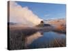 Fly Geyser with Snow Capped Granite Range in the Black Rock Desert Near Gerlach, Nevada, USA-Chuck Haney-Stretched Canvas