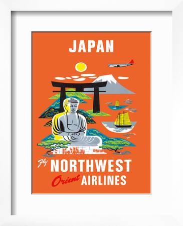 Master Art Print Vintage Airline Travel Poster c.1950s Fly Northwest Orient Airlines Washington Monument - United States Capitol D.C Washington 12in x 18in Master Art Print Vintage Airline Travel Poster c.1950s Fly Northwest Orient Airlines Washington Monument - United States Capitol D.C Washington 12in x 18in